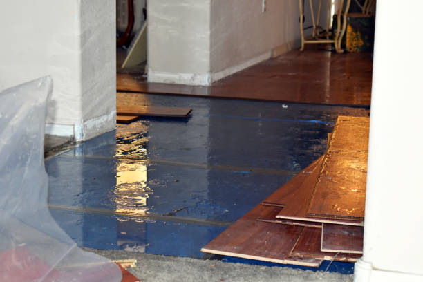 Professional Flood Damage Restoration technician working in East Durham, NY